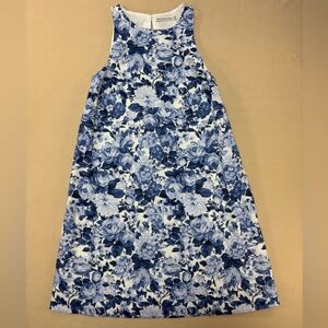 Abercrombie & Fitch Women's Blue and White Floral Linen Blend Dress Size XS Tall